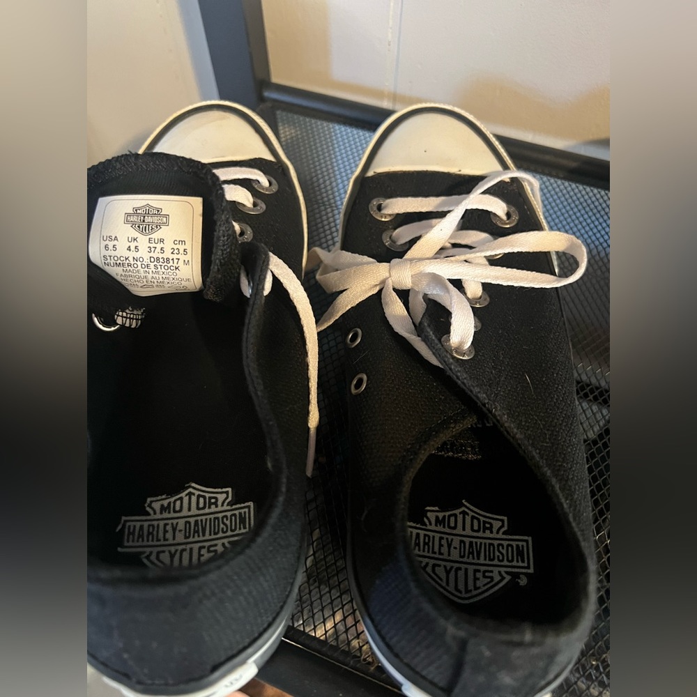 Black and white Harley Davidson shoes
